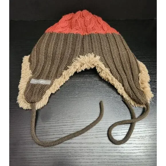 Life‎ Is Good Trapper Hat Cap Beanie Brown Orange Faux Fur - Picture 2 of 6